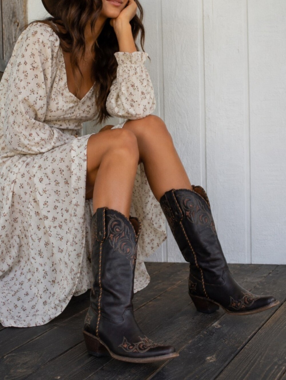 Durango Crush Brown Embroidered Western Cowboy Boots Leather Women's